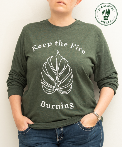 Keep the (Monstera) Fire Burning Long Sleeve Tee, Unisex