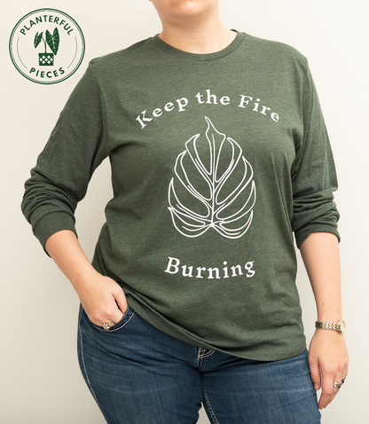 Keep the (Monstera) Fire Burning Long Sleeve Tee, Unisex