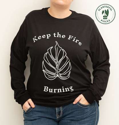 Keep the (Monstera) Fire Burning Long Sleeve Tee, Unisex